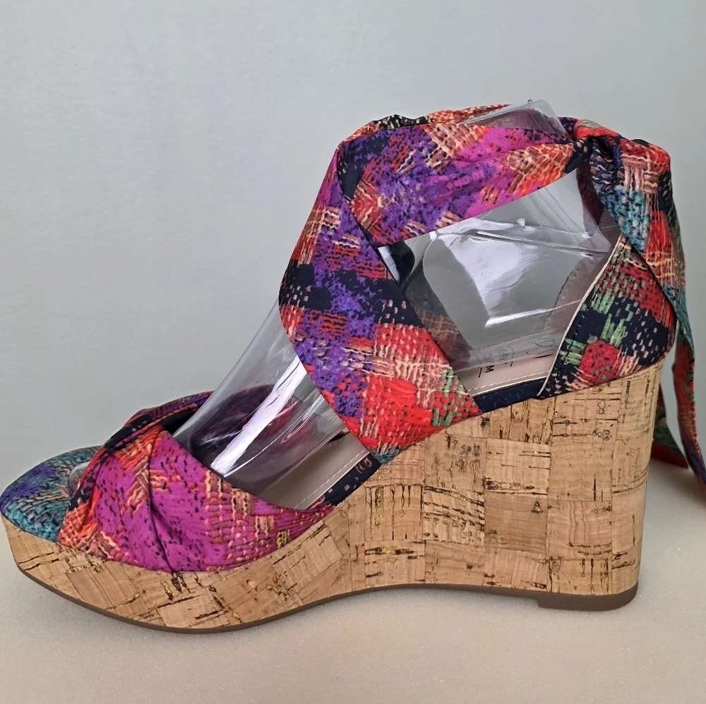IMPO Women's Orabelle Ankle Wrap Platform Wedge Sandals Olani Bright Multi, 7.5